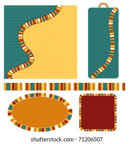 Colorful vector background, tag, label and trim collection