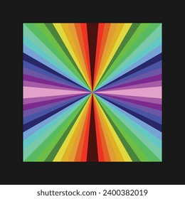 Colorful vector background with triangular stripes, rainbow colors in geometrical square shape