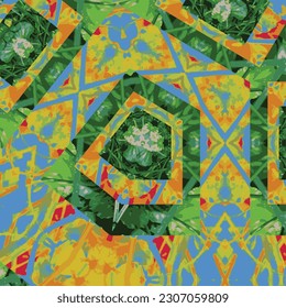 Fondo vector colorido con un diseño kaleidoscopio abstracto