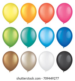 Colorful vector balloons, isolated on a white background. Realistic vector balloons for your design decoration.