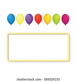 Colorful vector balloons set with banner, Isolated on white background. red, green, yellow, pink, blue, orange, perple and brown vector balloons for greeting card design decoration.