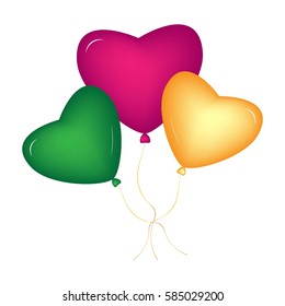 Colorful vector balloons set, Isolated on white background. green, yellow, and pink vector balloons for greeting card design decoration.