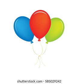 Colorful vector balloons set, Isolated on white background. red, green, and blue vector balloons for greeting card design decoration.