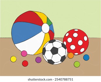 colorful vector balls, set of toys