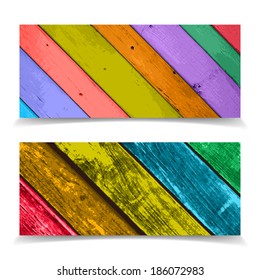Colorful Vector Banner or Header Design with Abstract Wooden Planks