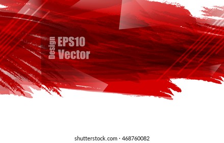 Colorful vector banner with polygonal shapes over white. Elements for your design. Red paint background. Eps10