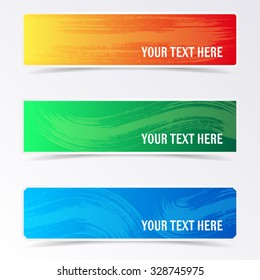 Colorful vector banners with brush strokes and shadows