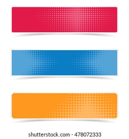 Colorful vector banners with halftone design and shadows