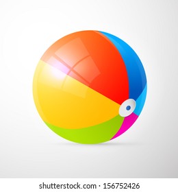 Colorful Vector Beach Ball Isolated on Light Grey Background 