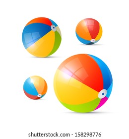 Colorful Vector Beach Balls Isolated on White Background 