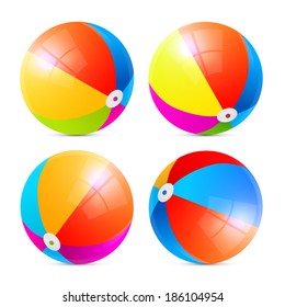 Colorful Vector Beach Balls Set Isolated on White Background