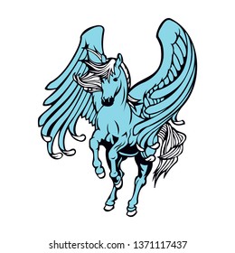 Colorful vector of a beautiful horse with wings.