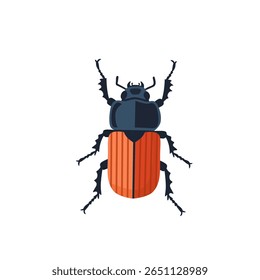 Vetor colorido de um inseto besouro em estilo cartoon. Parte do ciclo de vida do inseto. Ideal para entomologia, aprendizado infantil ou diagramas educacionais