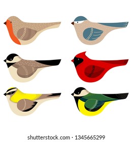 Colorful vector birds collection