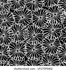 Vector colorido de color blanco y negro adorno floral geométrico sin fisuras. El diseño es perfecto para textiles, superficies, decoración doméstica, moda femenina, sábanas, fondos, decoraciones