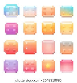 Colorful vector blocks displaying various gradients and textures arranged in a grid pattern for design and artistic use