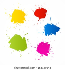 Colorful Vector Blots, Splashes Isolated on White Background