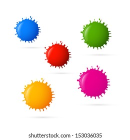 Colorful Vector Blots, Splashes Set Isolated on White Background 