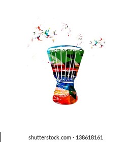 Colorful vector bongo background with hummingbirds