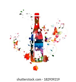 Colorful vector bottle background with butterflies