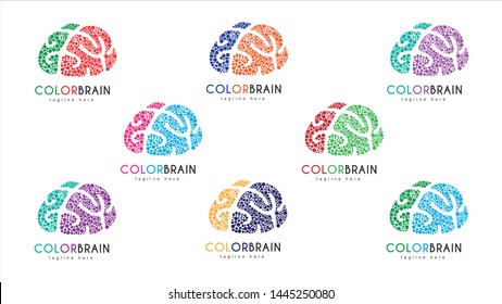 Colorful vector brain illustration, brain handdrawn painting, mind concept drawing - Vector