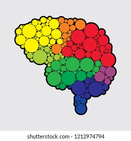 Colorful vector brain illustration, mind concept drawing