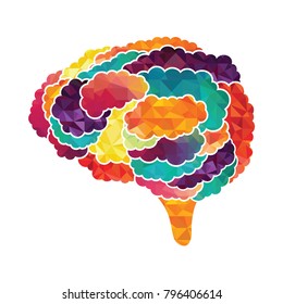 Colorful vector brain illustration, mind concept drawing. Vector illustration