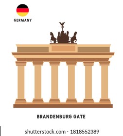 Colorful vector Brandenburg gate, famous landmark of Berlin, Germany. Vector   illustration isolated on white background. Berlin travel concept. Stock illustration