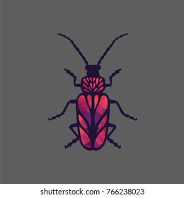 Colorful vector bug - scarab. Illustration of wildlife in abstract style for print, stamp, mascot
