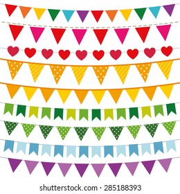 Colorful vector bunting flags set