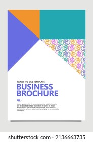 Colorful vector business brochure template with outline rose pattern.