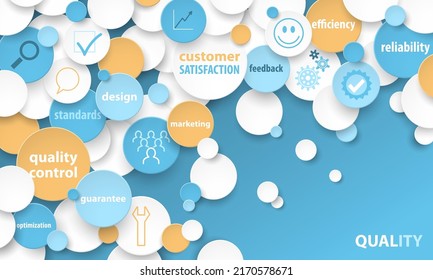 Colorful vector business concept QUALITY on blue background