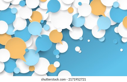 Colorful vector business concept with speech bubble icons on dark blue background
