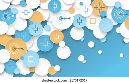 Colorful vector business concept with target symbols on blue background