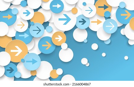 Colorful vector business direction - continuity - cooperation concept with right arrows on blue background