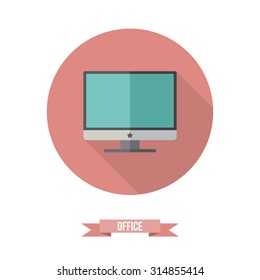 Colorful vector business office flat icon computer