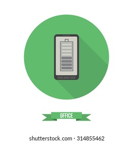 Colorful vector business office flat icon tablet, phone