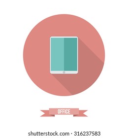 Colorful vector business office flat icon tablet, phone