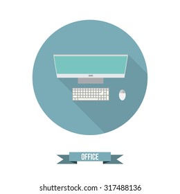Colorful vector business office flat icon set