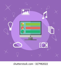 Colorful vector business office flat icon set