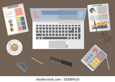 Colorful vector business office flat icon set