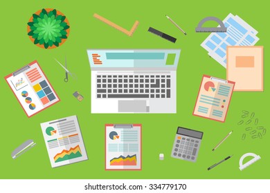 Colorful vector business office flat icon set