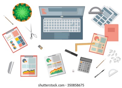 Colorful vector business office flat icon set