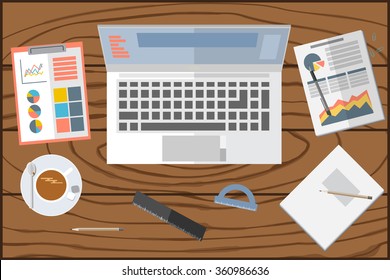 Colorful vector business office flat icon set