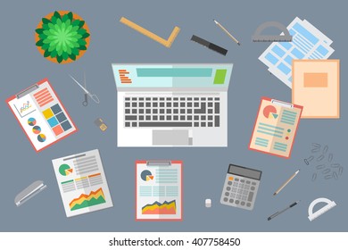 Colorful vector business office flat icon set