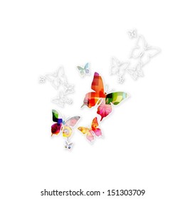 Colorful vector butterflies background