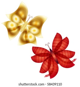 Colorful vector butterflies over white background