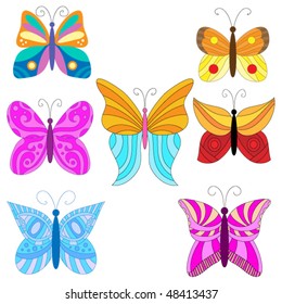Colorful vector butterfly collection