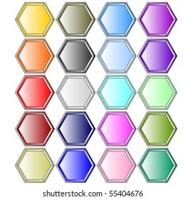 Colorful vector button collection over white background