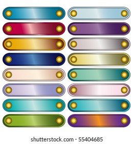 Colorful vector button collection over white background